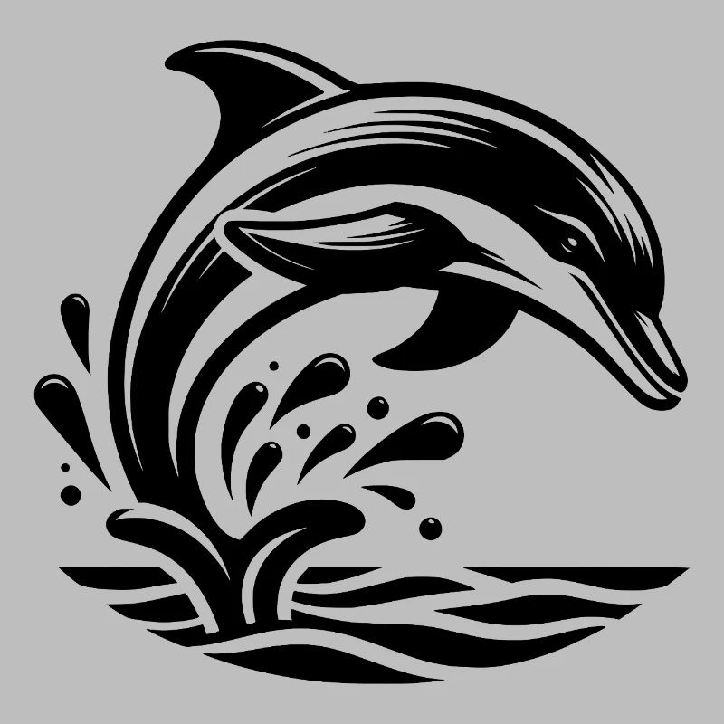 Springender Eleganter Tattoo Delfin