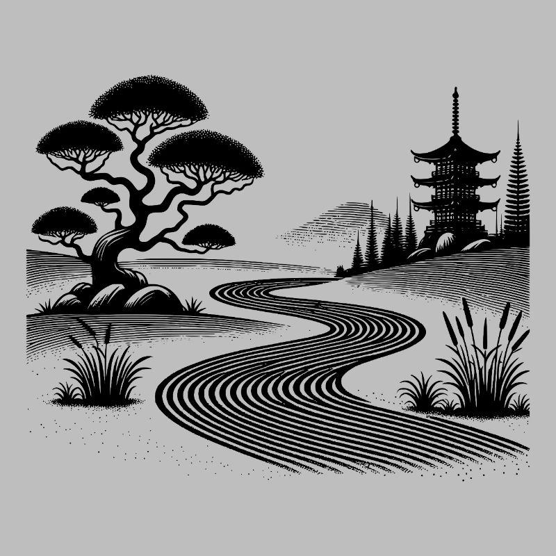 Sandmuster und Pagode Zen-Garten Inspiration