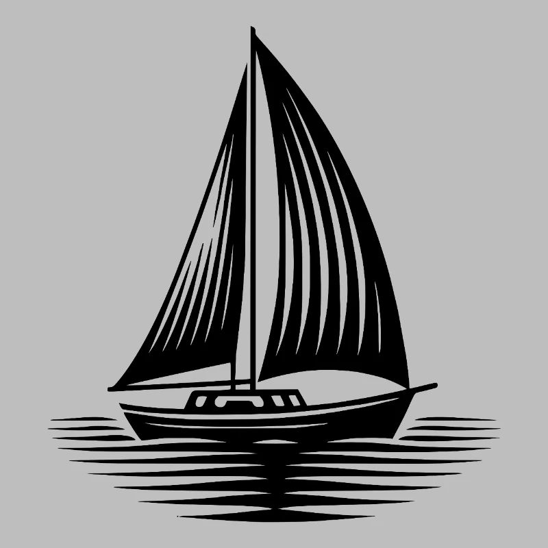 Dashing sailboat on course in calm waves