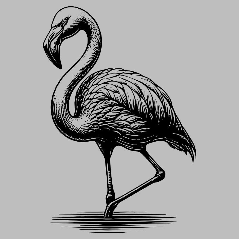 Flamant rose élégant debout sur une jambe