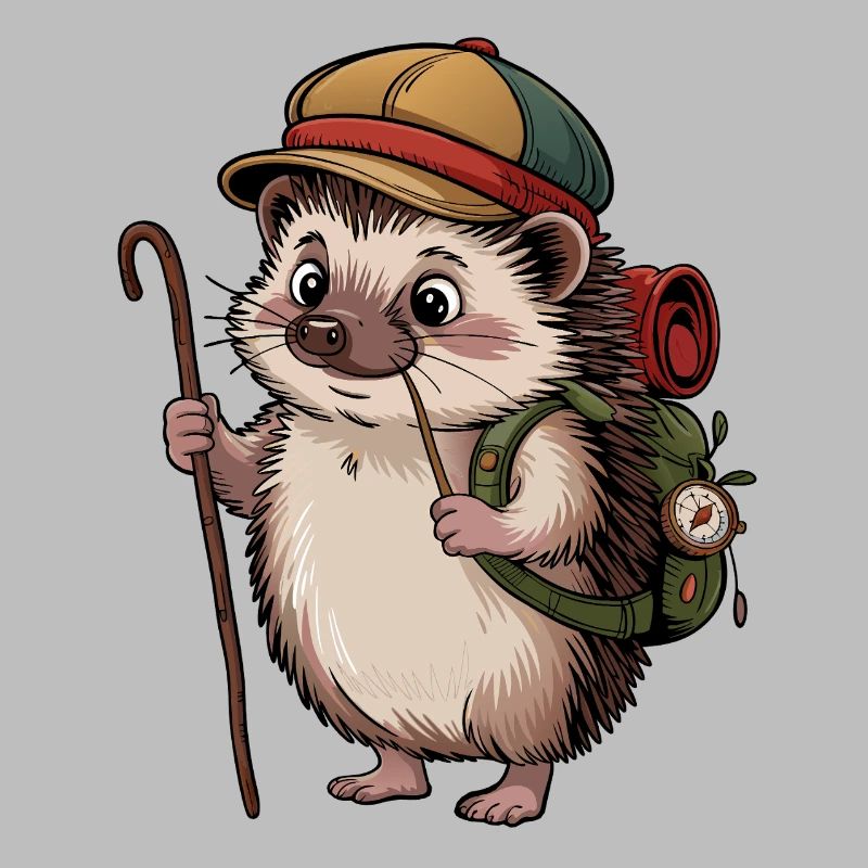 Hedgehog with backpack on the move