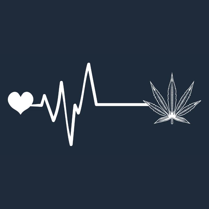 Hemp Leaf Pulse Heartbeat Cannabis