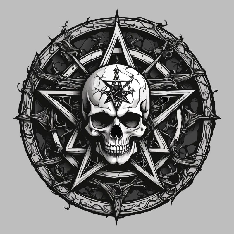 Crâne avec pentagramme de style gothique