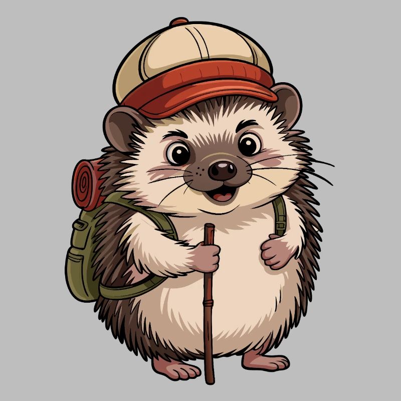 Igel mit Rucksack auf Wanderschaft