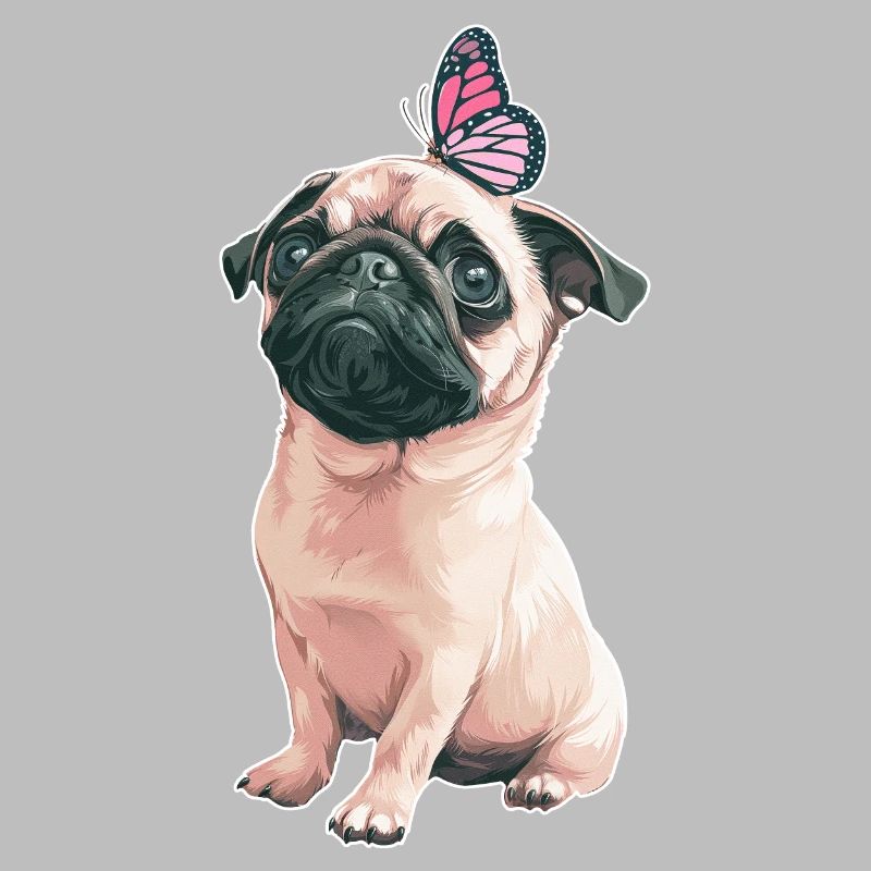 Mops mit Schmetterling