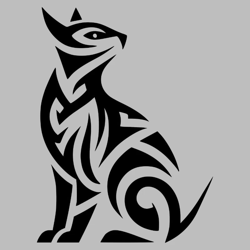 Tribal tattoo cats with powerful patterns