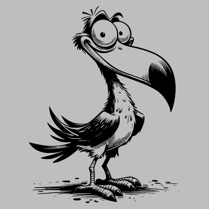 Schräger Vogel Schnabel trifft große Augen