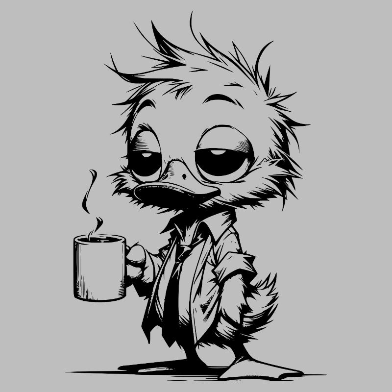 Caffeine coma duck in the office drowsy in the office