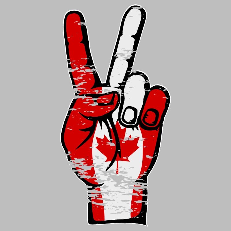 Canada Flag Peace Victory Symbol Used