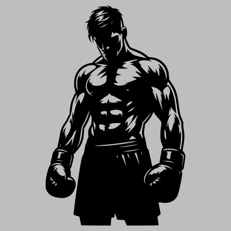 Boxer im Boxkampf-Modus vintage Schattenstil