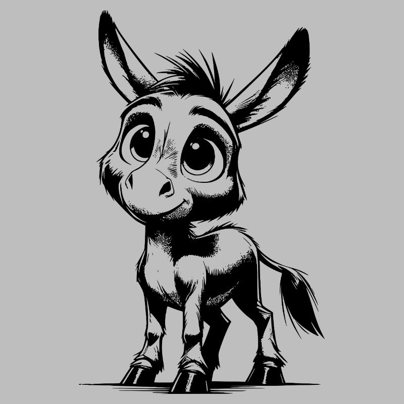 Knuffiger kleiner Esel Bleistift Zeichnung