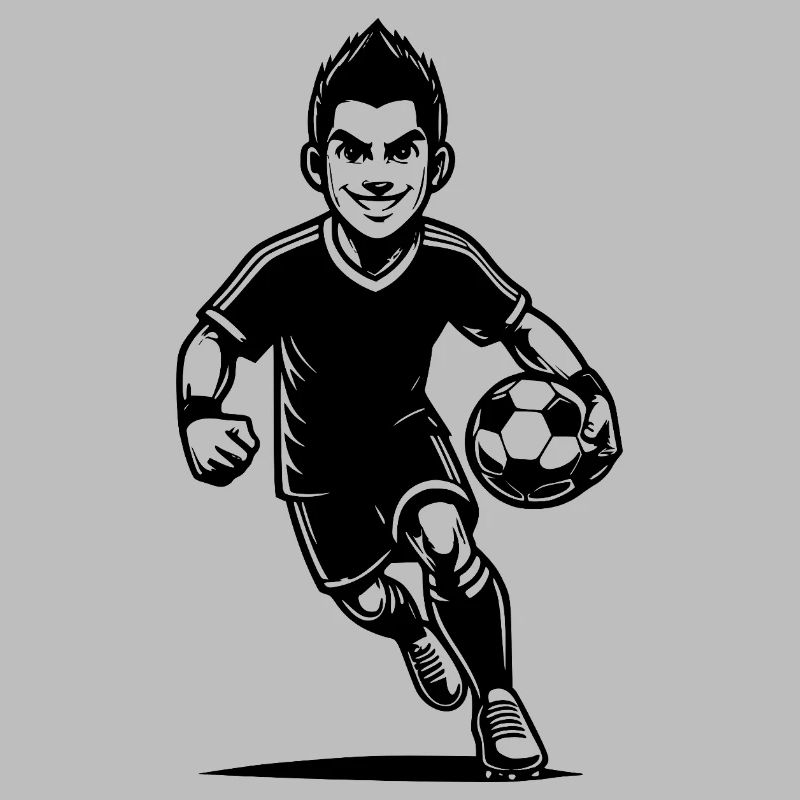 Sporty soccer player with ball