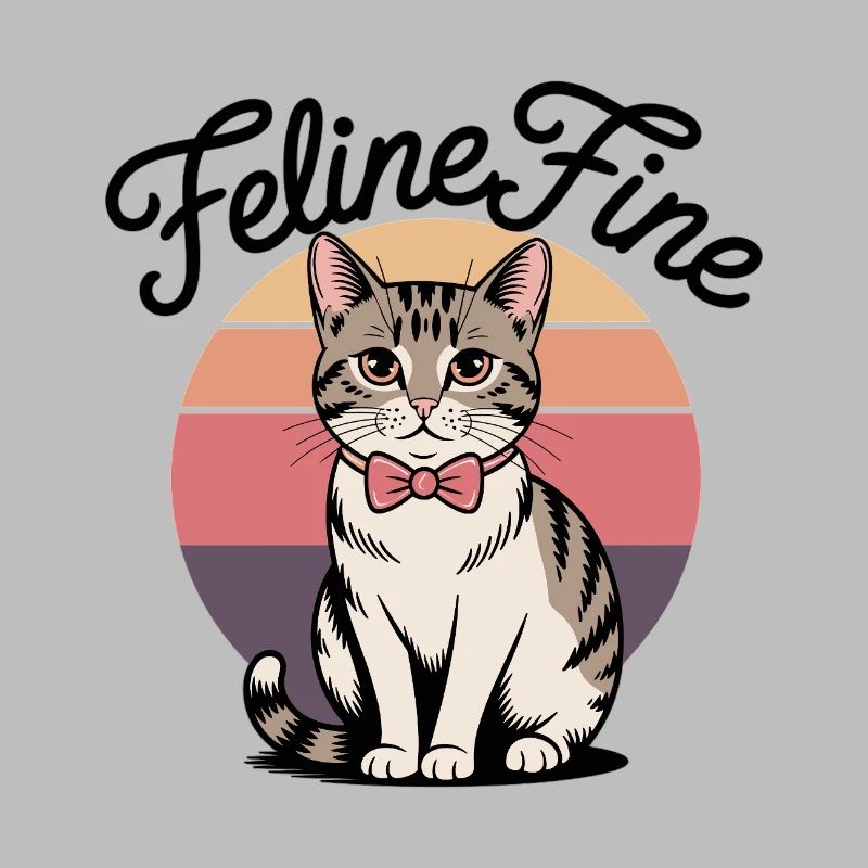 Feline Fine – Retro Sunset Cat