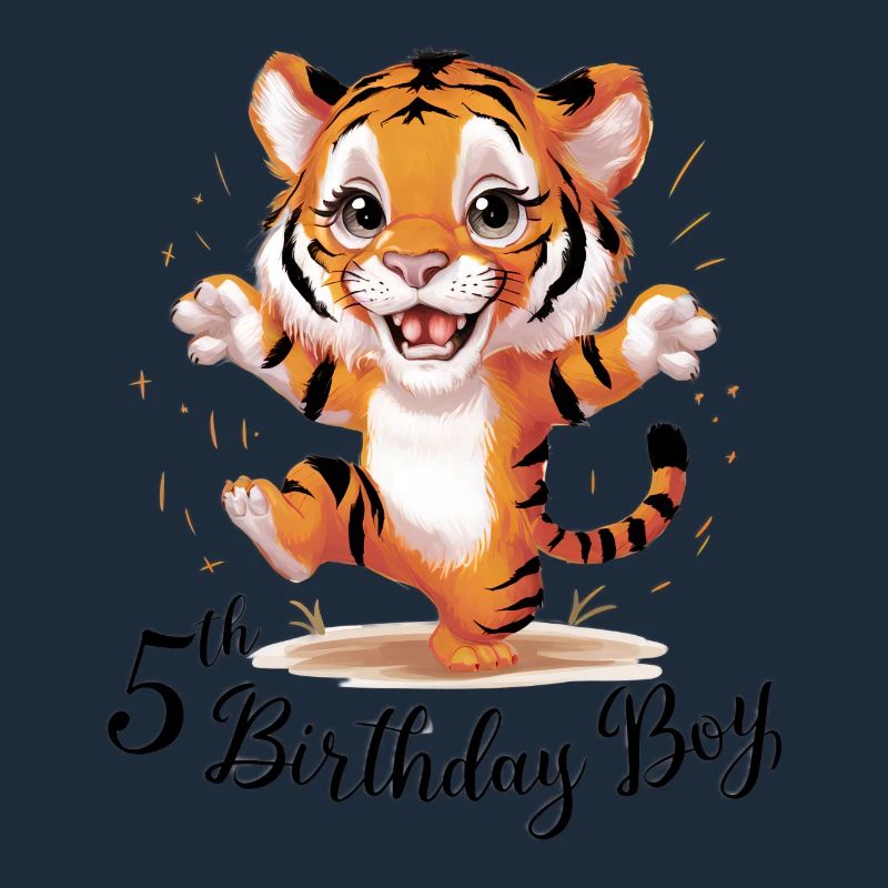 Cute Tiger 5th Birthday Gift Wild Animals