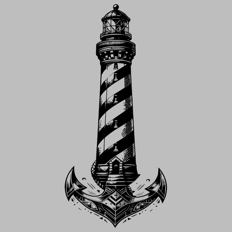 Oblique Striped Coastal Lighthouse Anchor Design