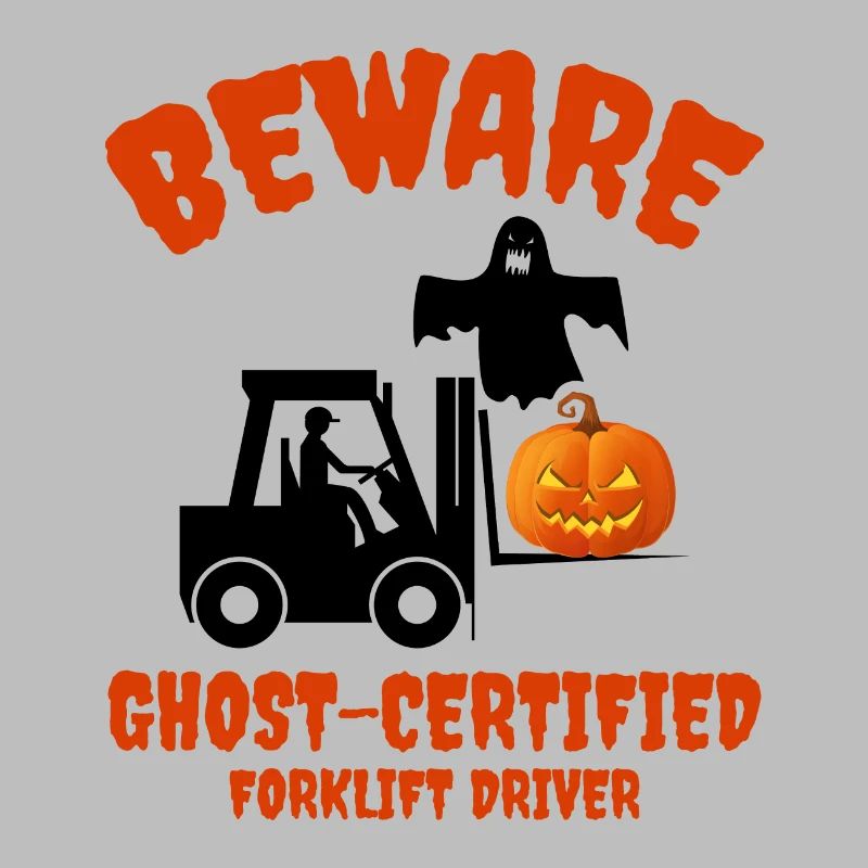 Halloween Ghost Forklift Operator Heavy Equipment