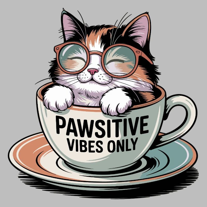 Pawsitive Vibes Only – Cat in a Cup