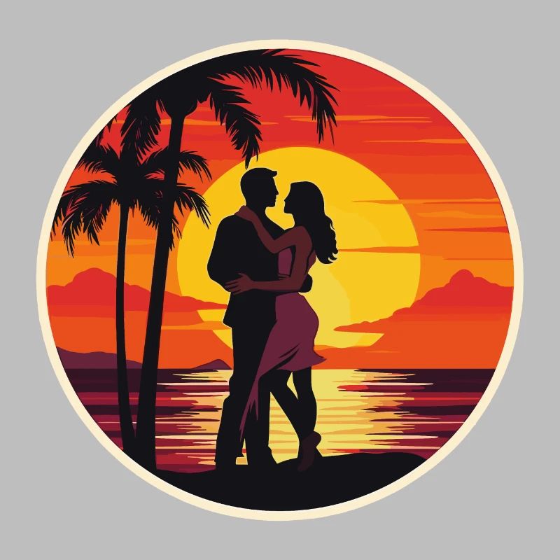 Coucher de soleil Couple Plage
