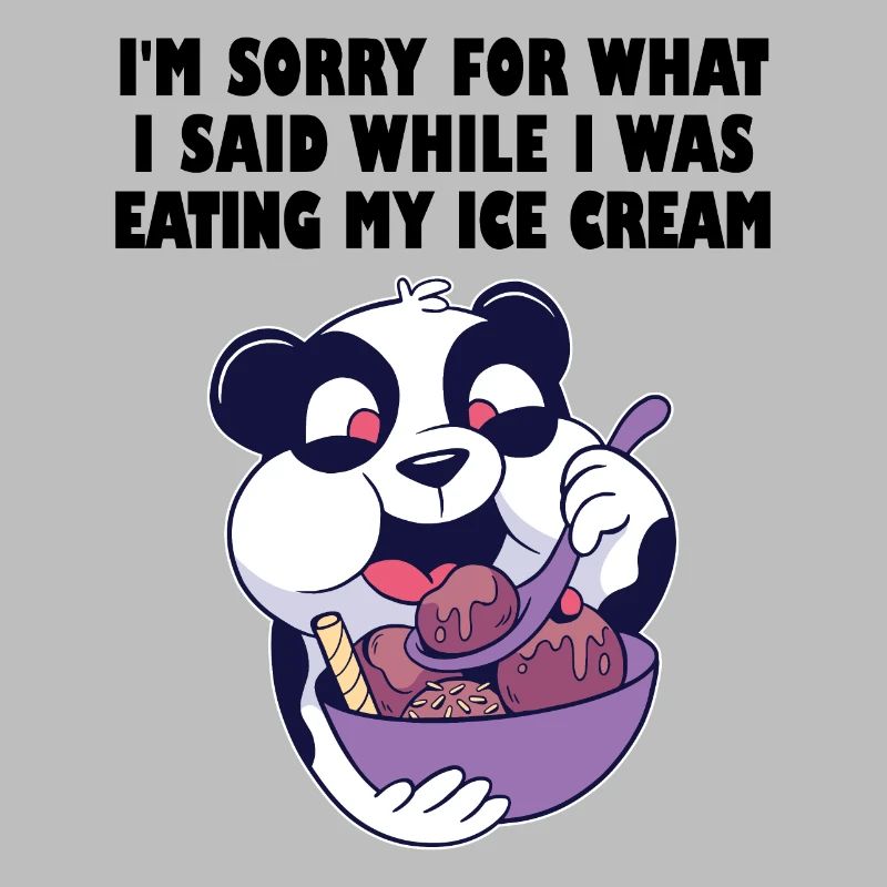 Panda affamé avec bol de crème glacée