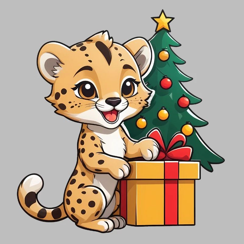 Cute leopard celebrating Christmas.