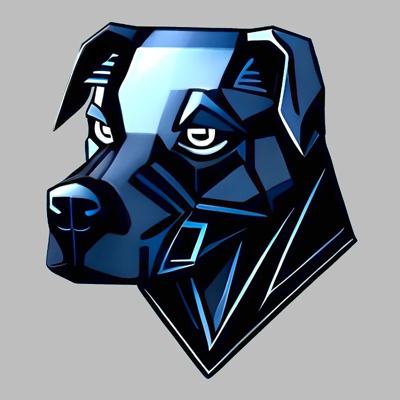 Hund Dobermann - Blaue Polygone