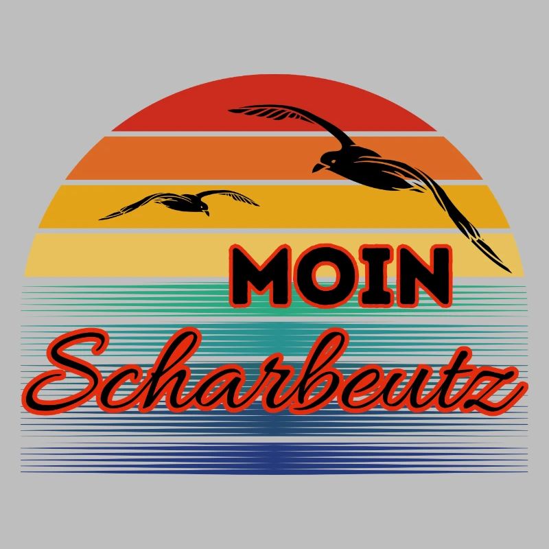 Moin Scharbeutz avec mouette dans le style rétro Scharbeutz