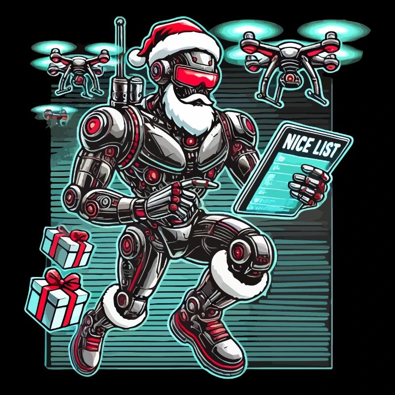 AI Santa Robot with Drones Future Christmas Helper