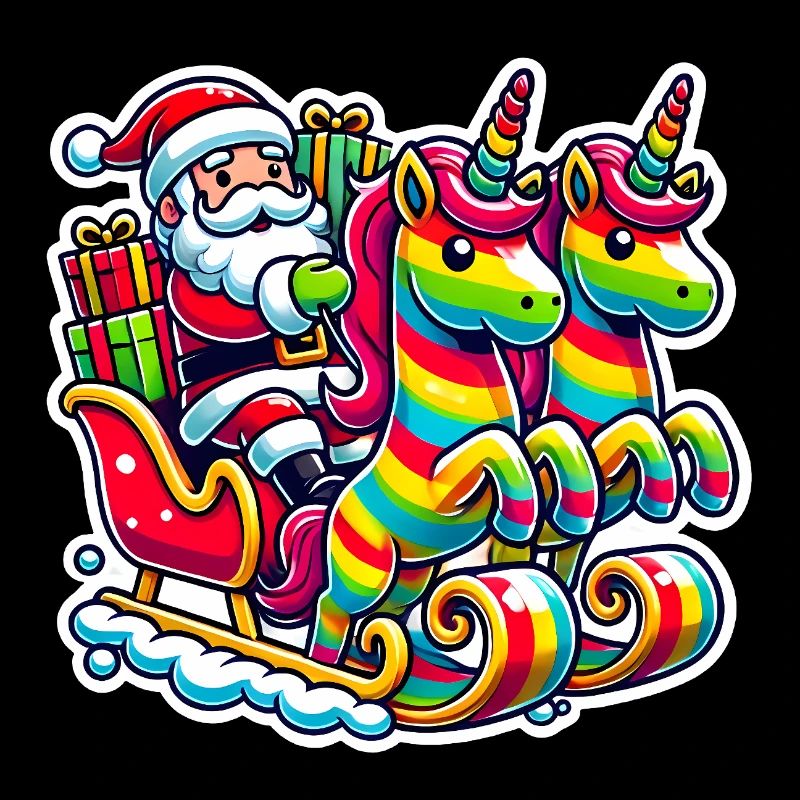 Lustige Weihnachtsmann-Einhörner Weihnachtskunst
