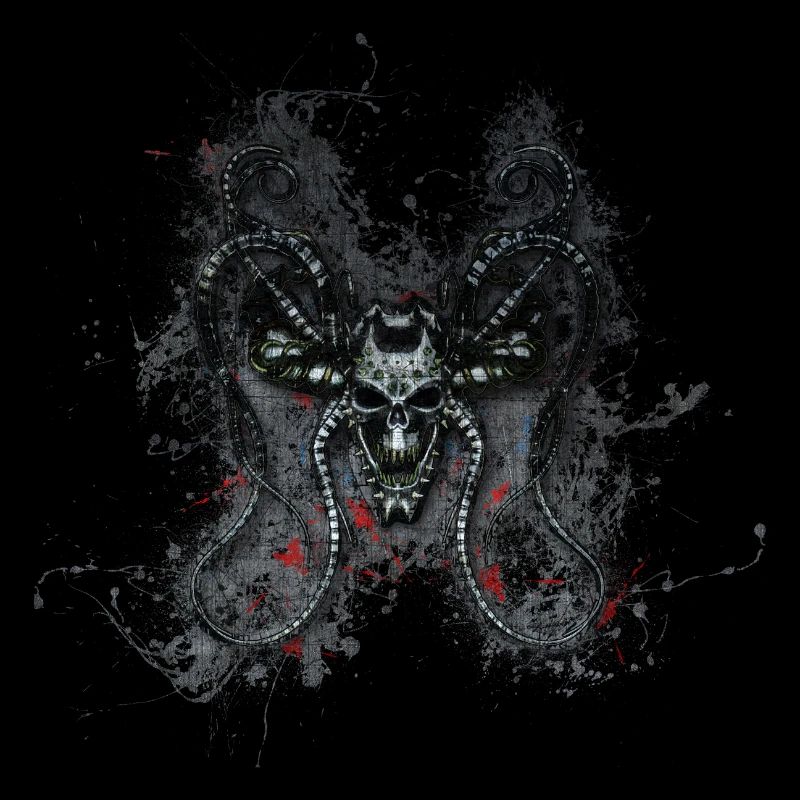 Gothic Monster Skull Paint Splatter Art