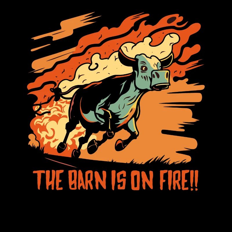 Speedrun, vache de ferme, la grange est en feu