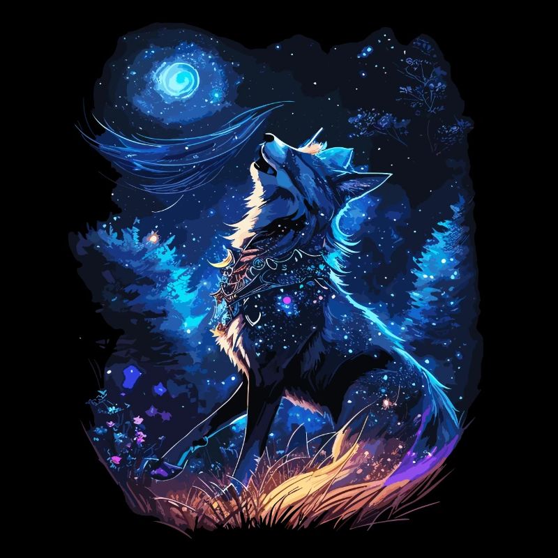howling wolf in mystical nature