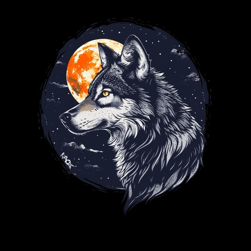 Wolf and full moon