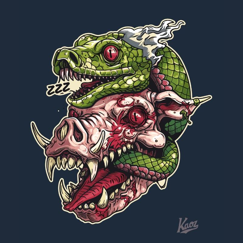 Crâne de serpent à tête de cochon zombie
