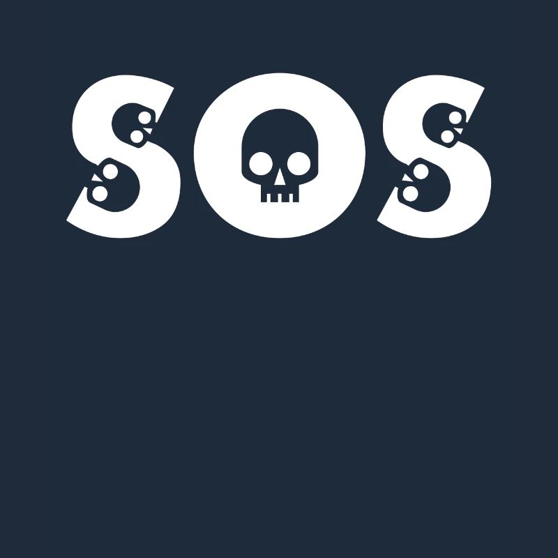 SOS Skull Design with Bones Comic Style