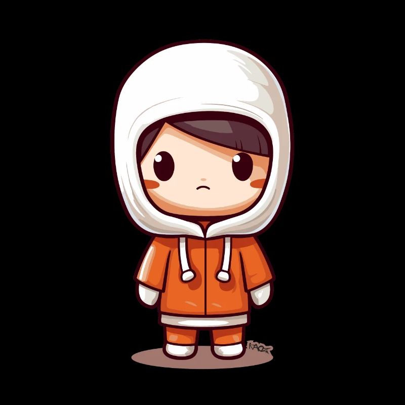 Cute Kawaii Chibi Kid with Hooded Jacket