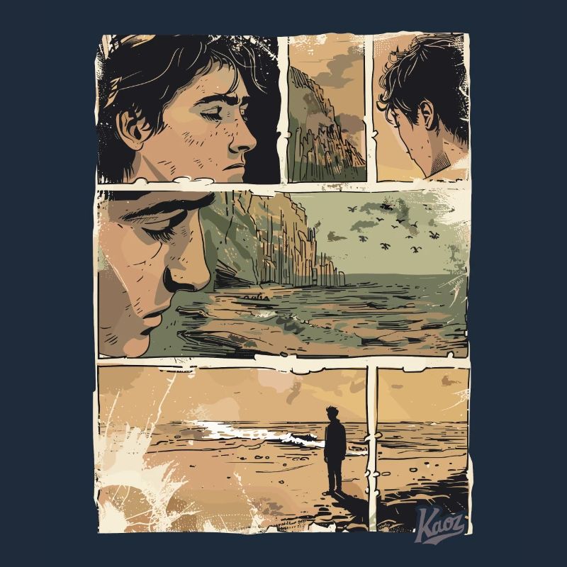 Comic der Einsamkeit am Strand