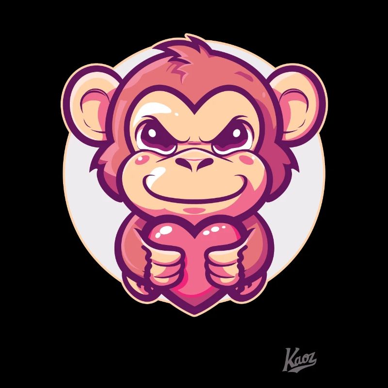 Singe mignon avec du cœur et de l’amour