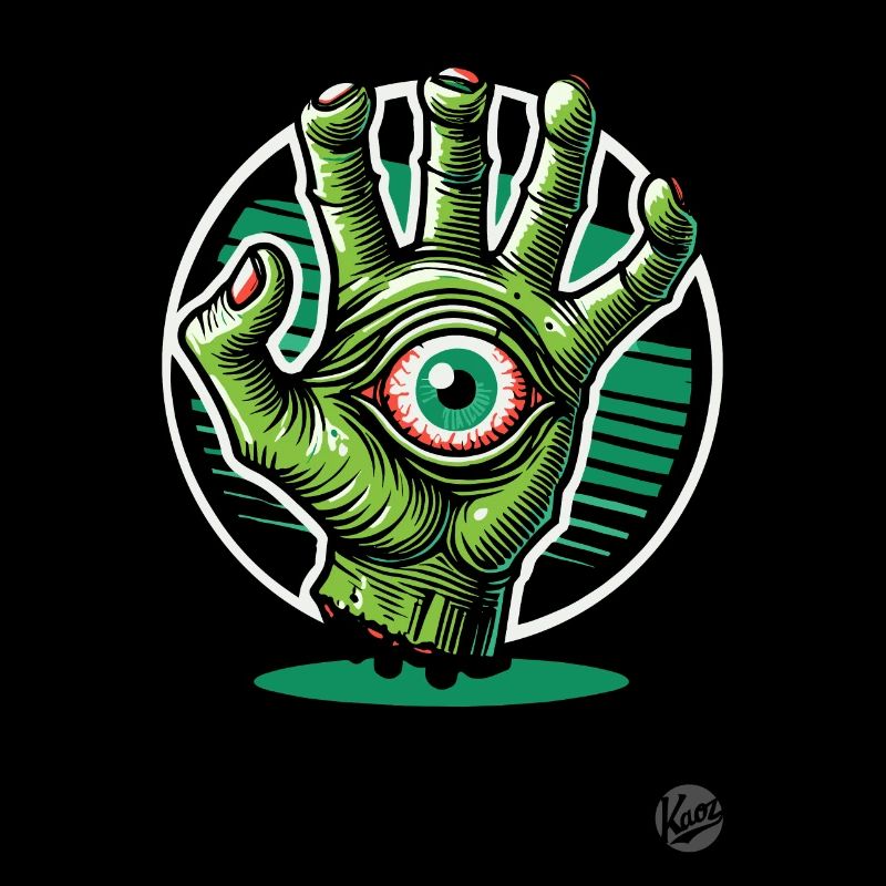 Main Mutant Zombie Vert avec Œil