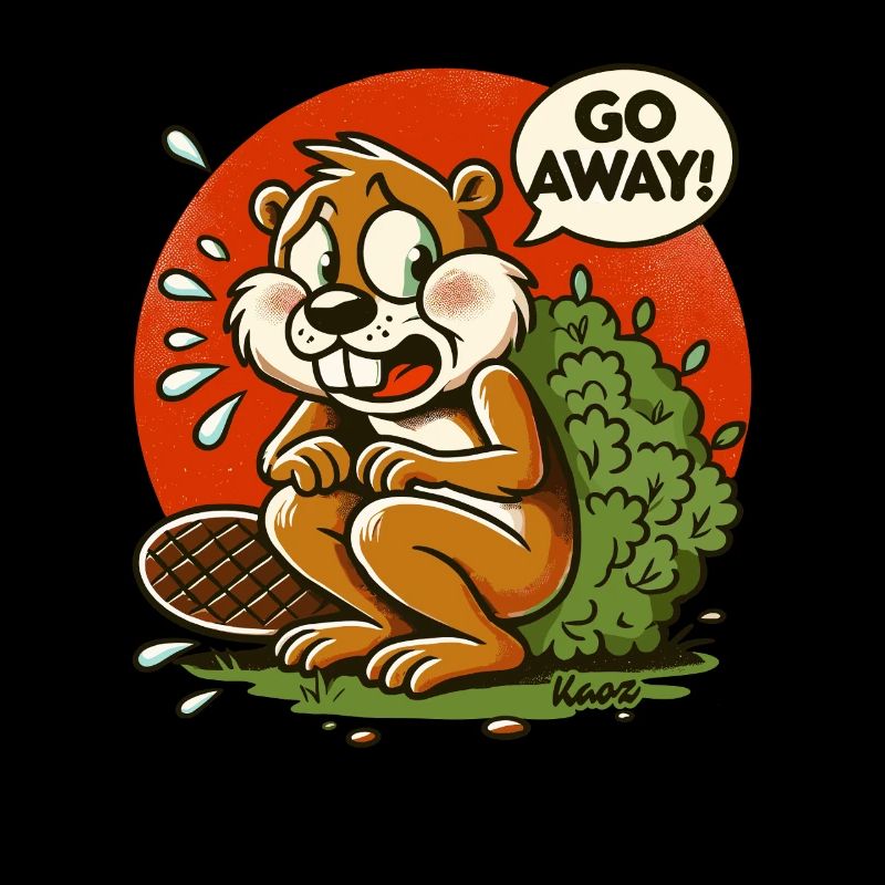 Squirrel takes a break behind bush, Go away!