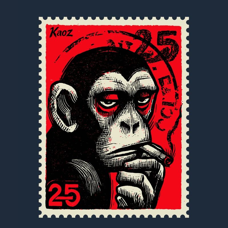Cooler Affe auf Briefmarke