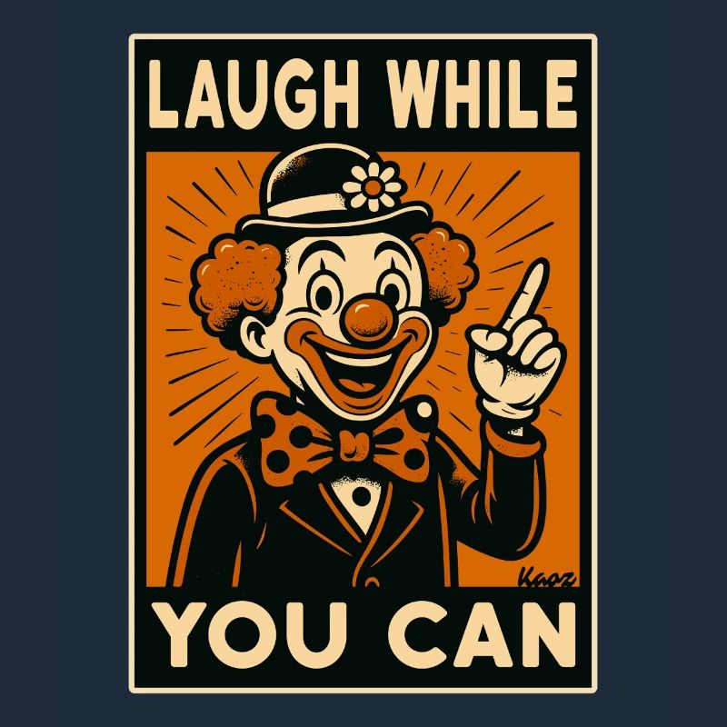 Laughing clown in retro comic style