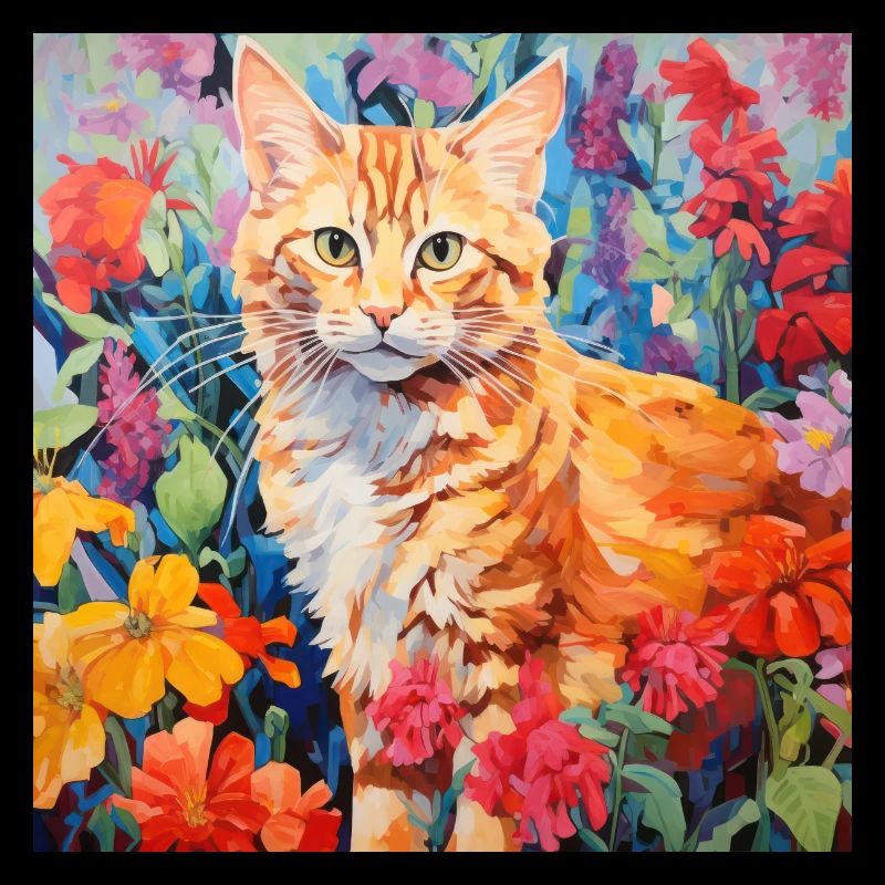 chat, motif de chat, fleurs, cadeau, idée cadeau