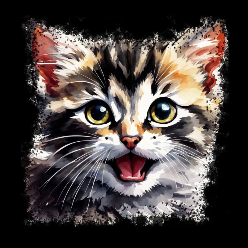 Mignon design de chaton à l’aquarelle n°005