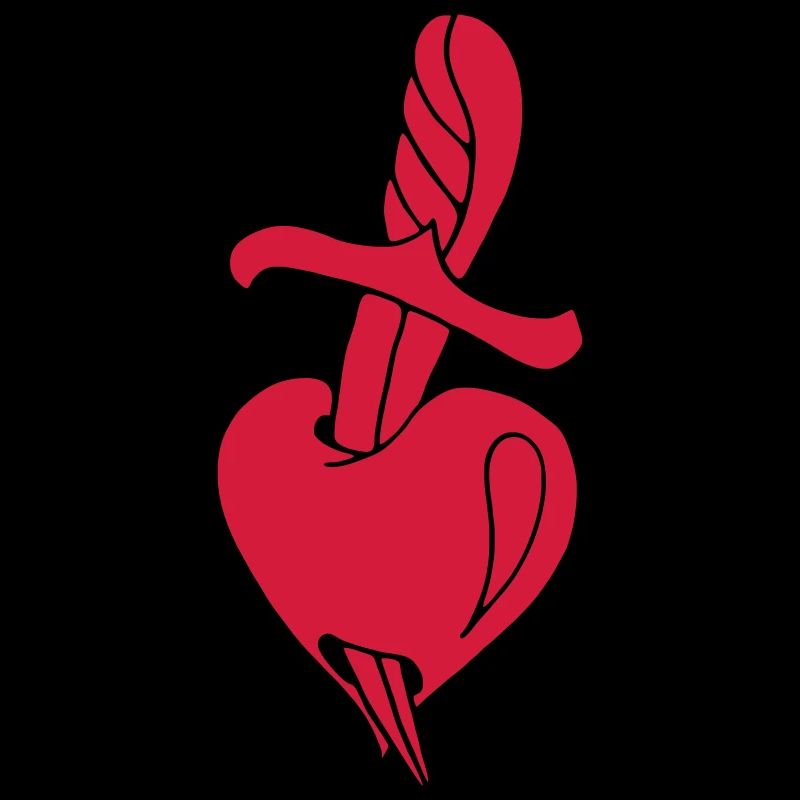 Broken Hearts Love Hate Tattoo Knife blood dagger