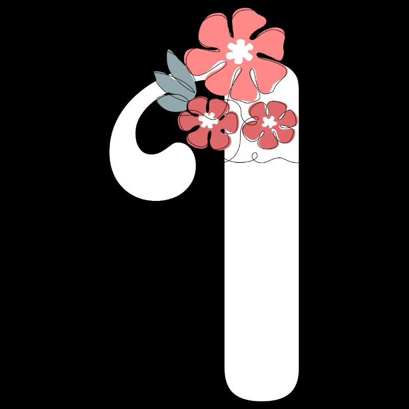 Lettre i fleurs minimalistes
