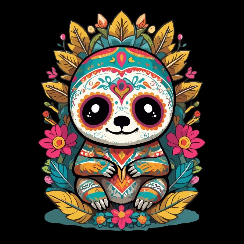 Sloth Iconic Sugar Skull Mexico