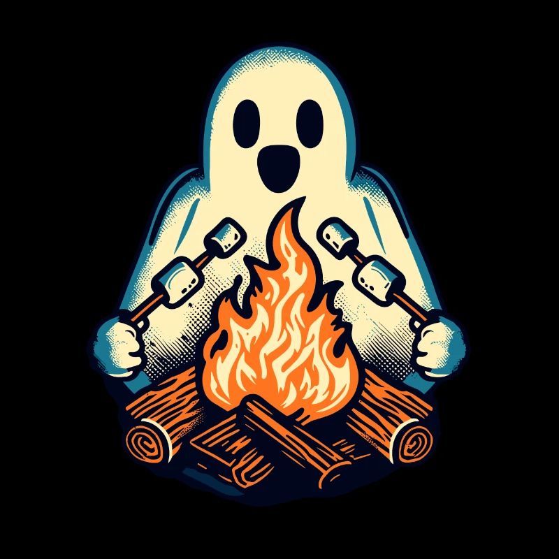 Ghost at Campfire Camping Site Halloween Spaß
