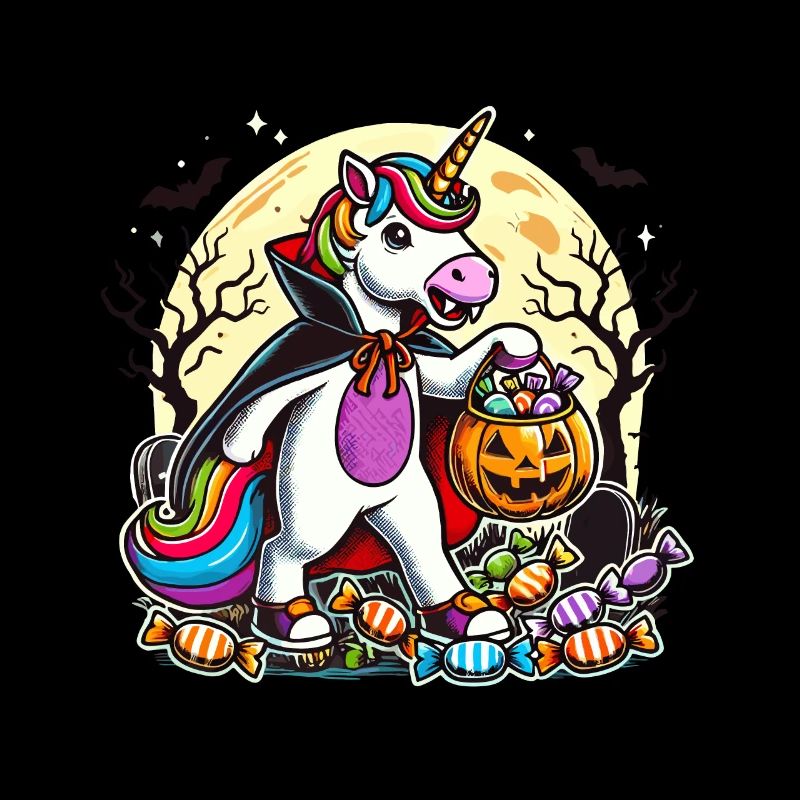 Drôle de licorne vampire aime les bonbons