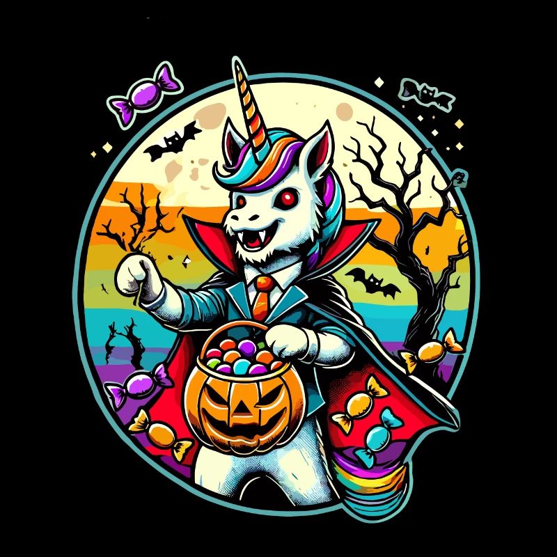Drôle de licorne vampire aime les bonbons