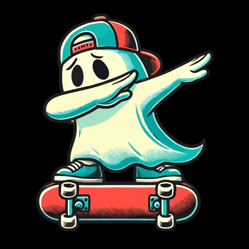 Skateboarding Dabbing Ghost Funny Halloween